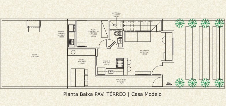 Planta - Villa Umbria - Casas duplex com 04 quartos em condominio no Eusébio - Cesar Augusto Imóveis
