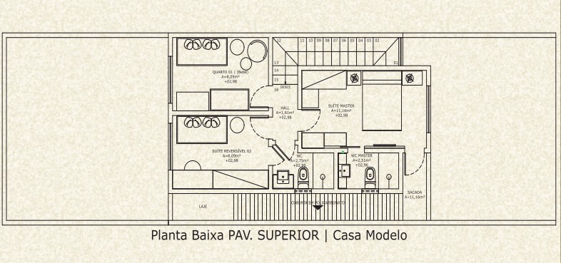 Planta - Villa Umbria - Casas duplex com 04 quartos em condominio no Eusébio - Cesar Augusto Imóveis