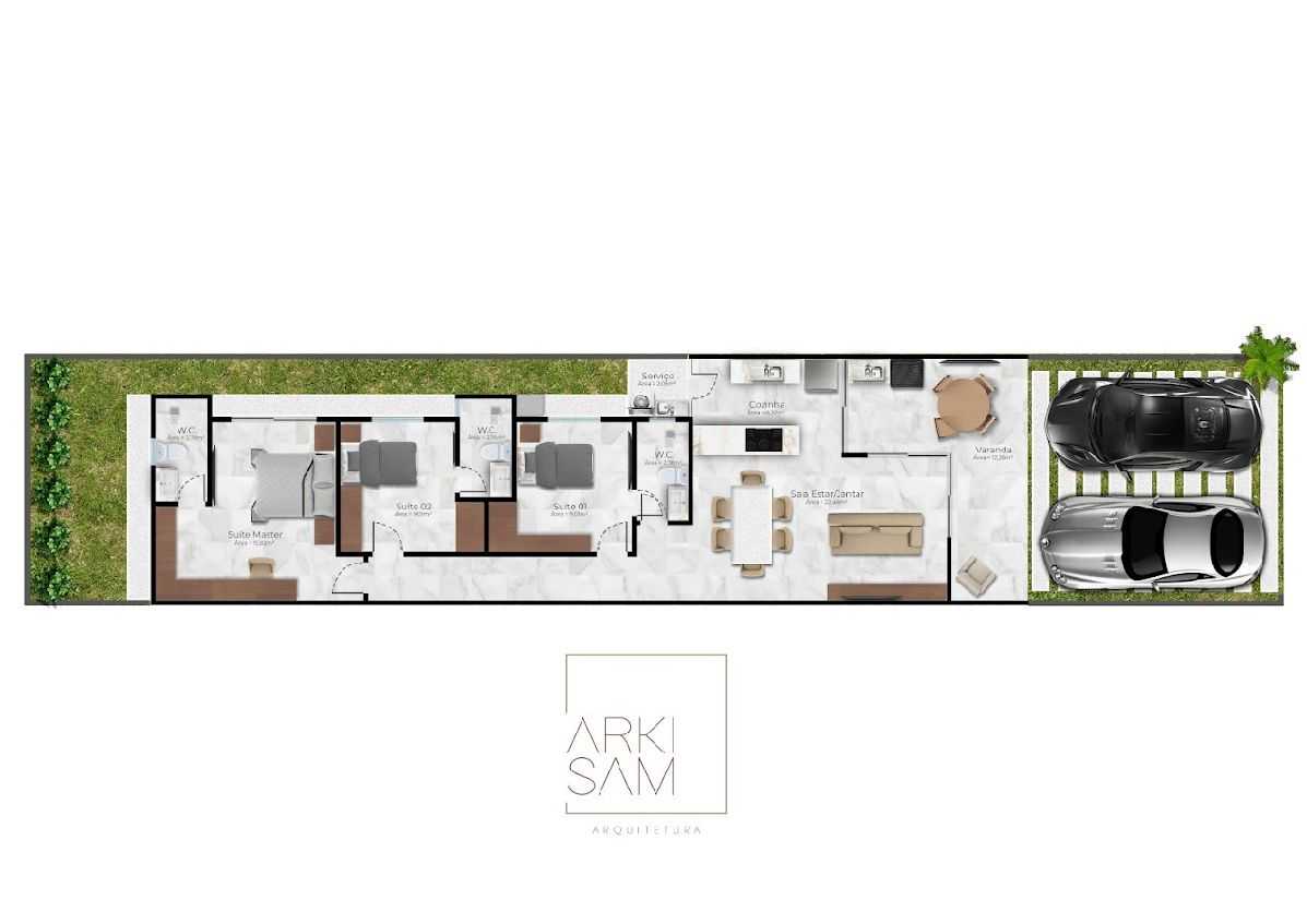 Planta - Residencial Prata Mota – Casas Planas com 03 Quartos em Urucunema - Eusébio - Cesar Augusto Imóveis