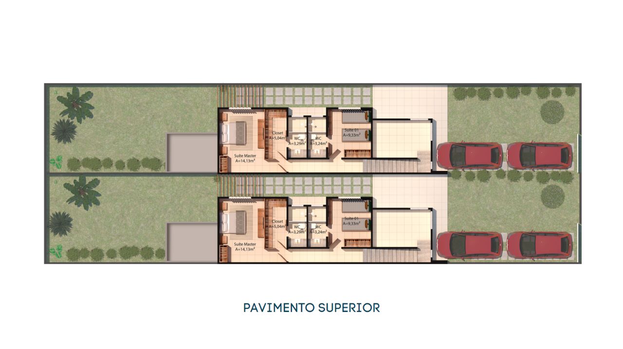 Planta - Cristal Ville Residence - Casas duplex com 03 suítes no Eusébio - Cesar Augusto Imóveis