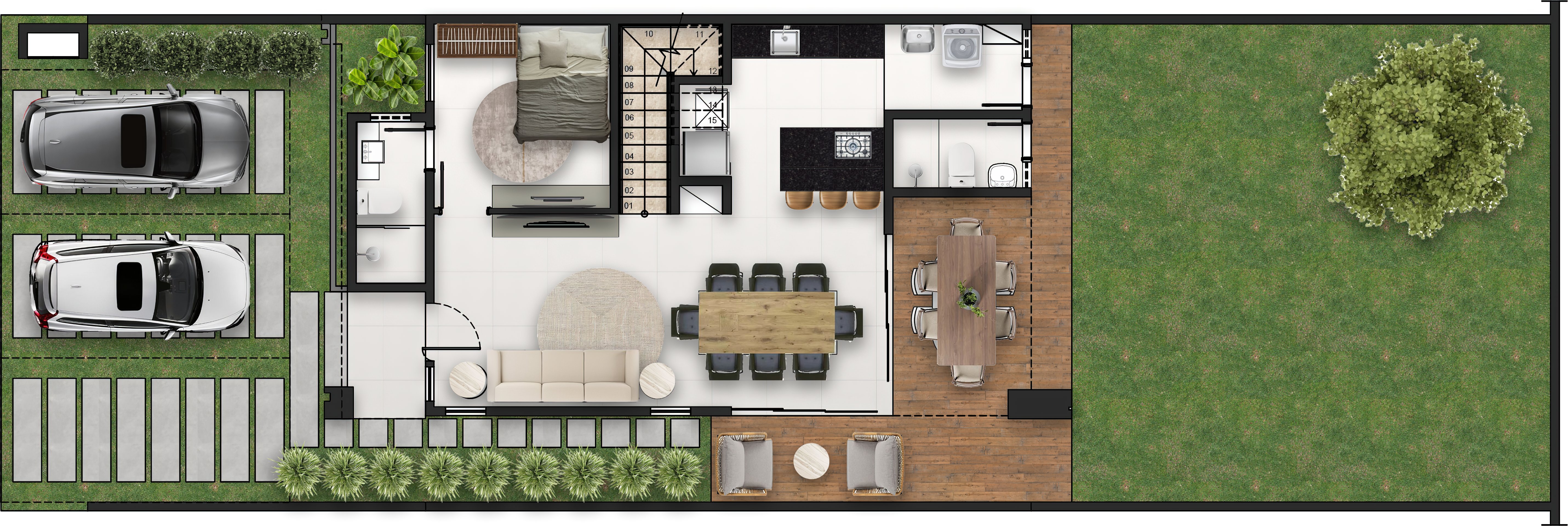 Planta - Contemporâneo Eusébio Green House: Seu Novo Lar em Perfeita Harmonia com a Natureza - Cesar Augusto Imóveis