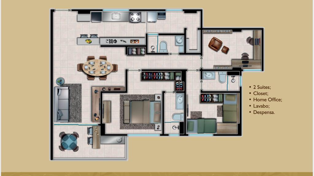 Planta - Edifício Carpe Diem - Condominio de apartamentos no centro do Eusébio - Cesar Augusto Imóveis