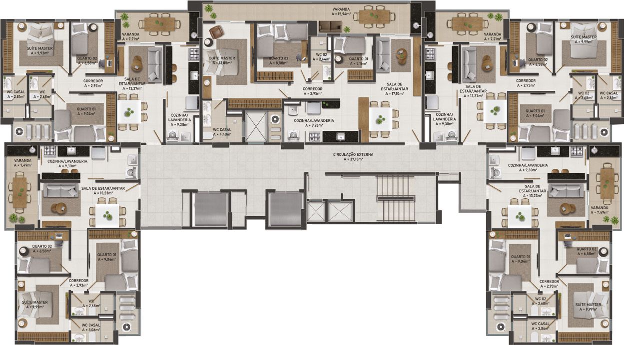 Planta - Madri Residence - Condominio de apartamentos no Centro do Eusébio - Cesar Augusto Imóveis