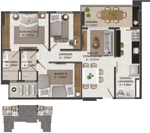 Planta - Madri Residence - Condominio de apartamentos no Centro do Eusébio - Cesar Augusto Imóveis