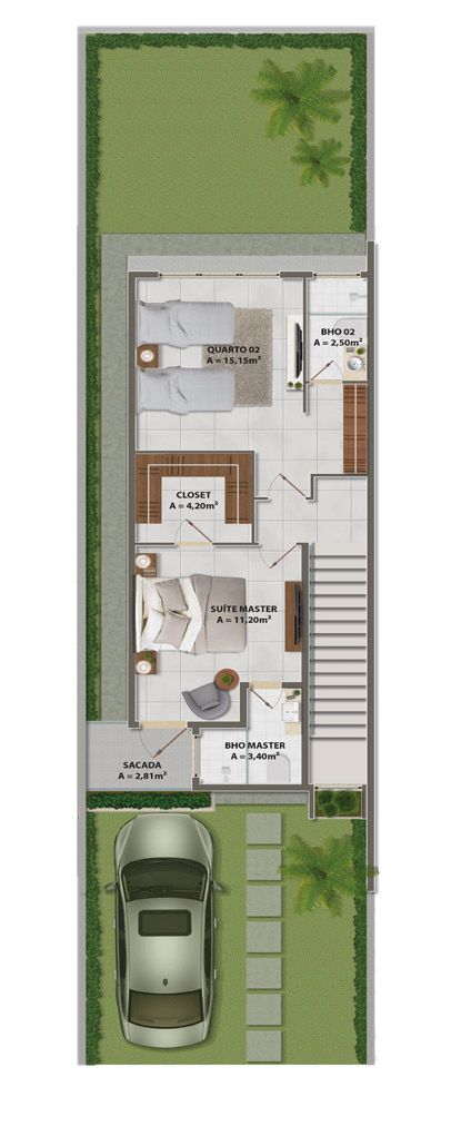 Planta - Oliv Condominium Eusébio - Condominio de casas com 03 suítes no Eusébio - Ceará - Cesar Augusto Imóveis