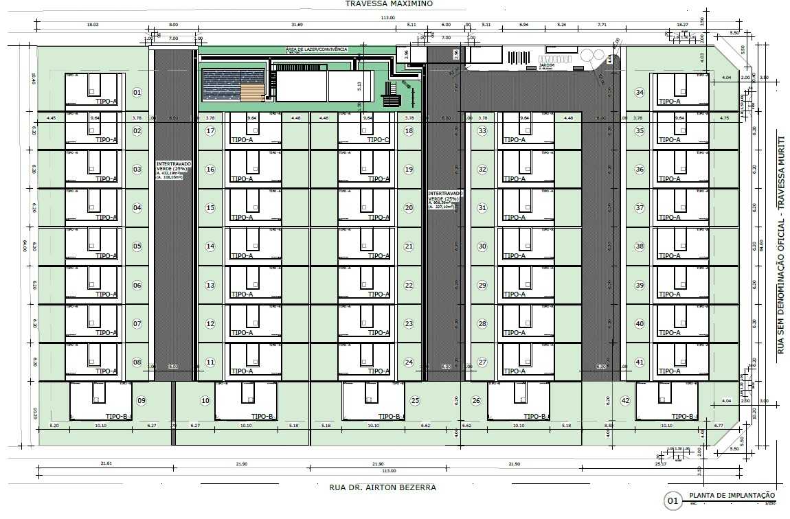 Planta - Maximino Residence: casas duplex à venda no José de Alencar / Lagoa Redonda – Fortaleza - Cesar Augusto Imóveis