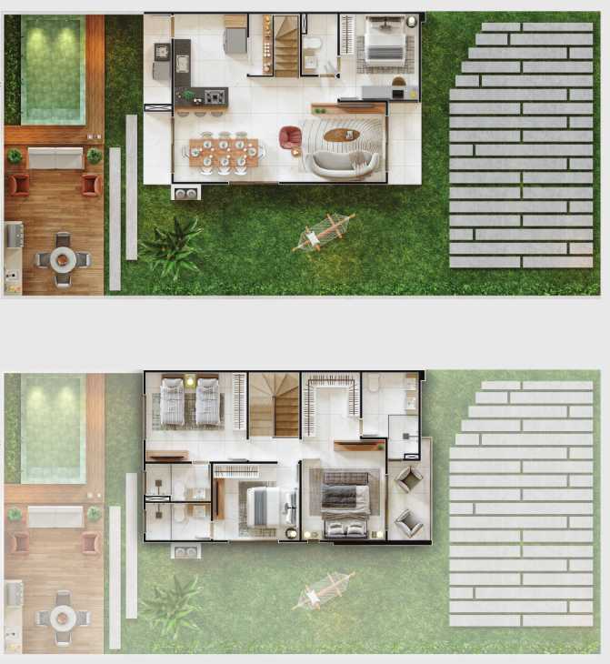 Planta - Maximino Residence: casas duplex à venda no José de Alencar / Lagoa Redonda – Fortaleza - Cesar Augusto Imóveis