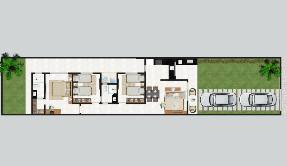 Planta - Flores Residence - Casas planas em rua privativa no Eusébio - Cesar Augusto Imóveis