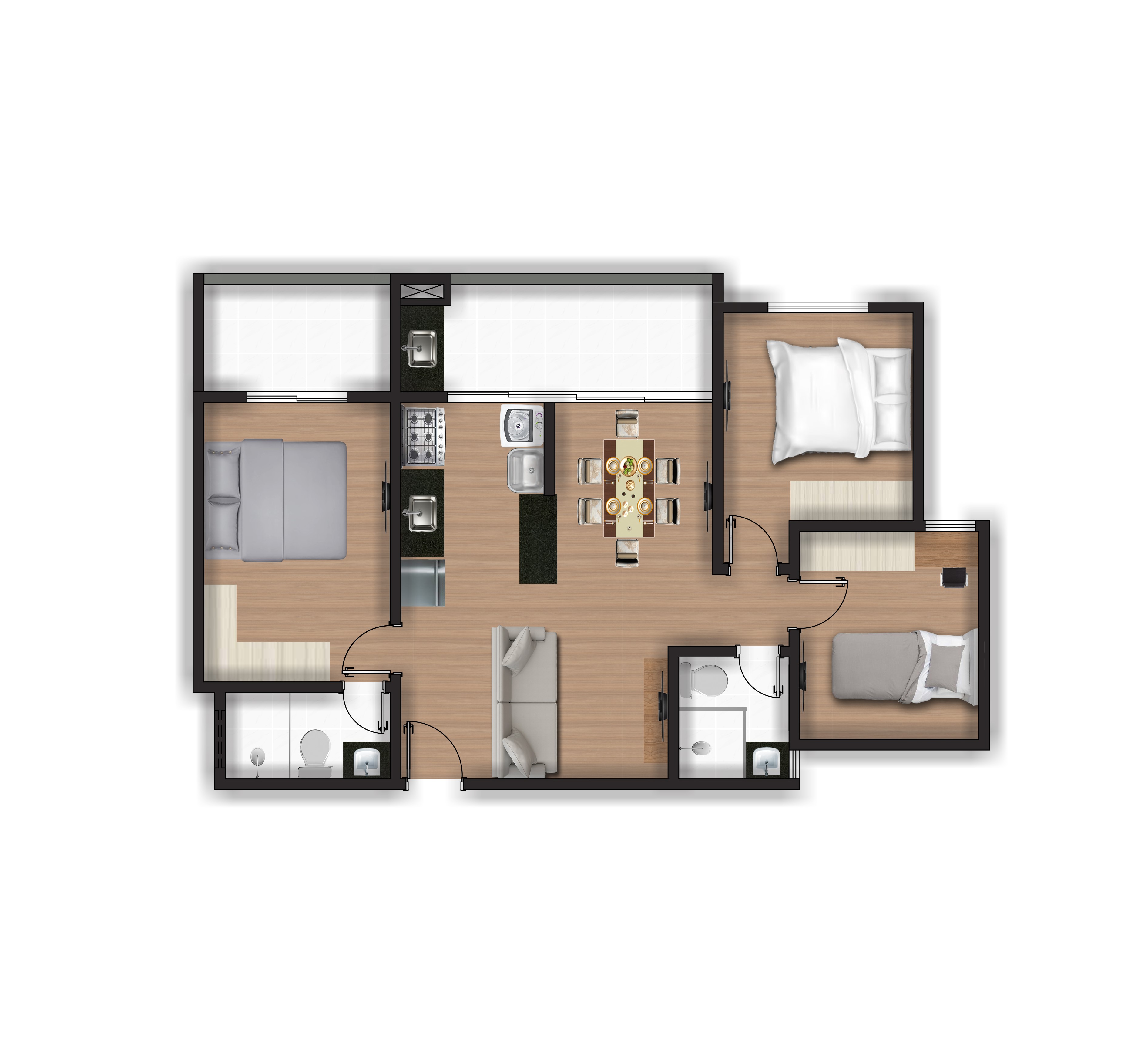 Planta - Residencial Rio Jordão - Apartamentos com 03 quartos no Eusébio - Cesar Augusto Imóveis