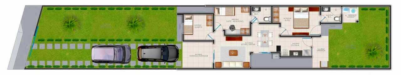 Planta - Residencial Pacavira - Casas com 03 Quartos no Eusébio – Melhor Preço da Região - Cesar Augusto Imóveis